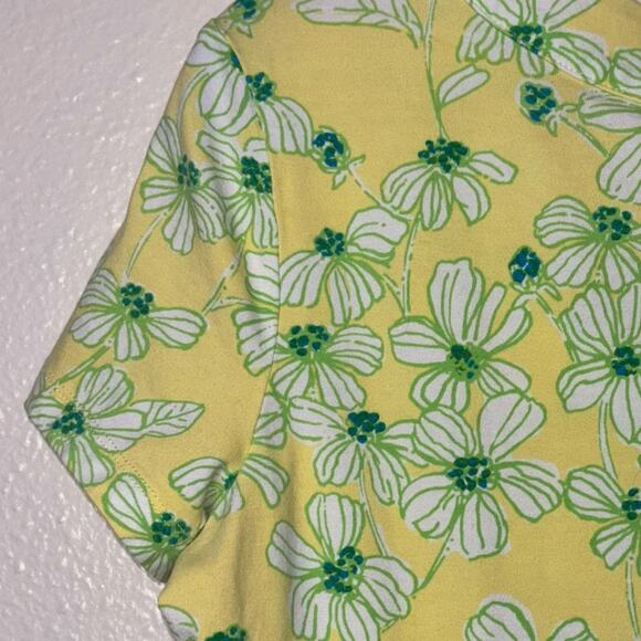 LILLY PULITZER Kelsea Dress Women's XS Yellow Green Dogwood Pattern Stretch Knit - Picture 14 of 16